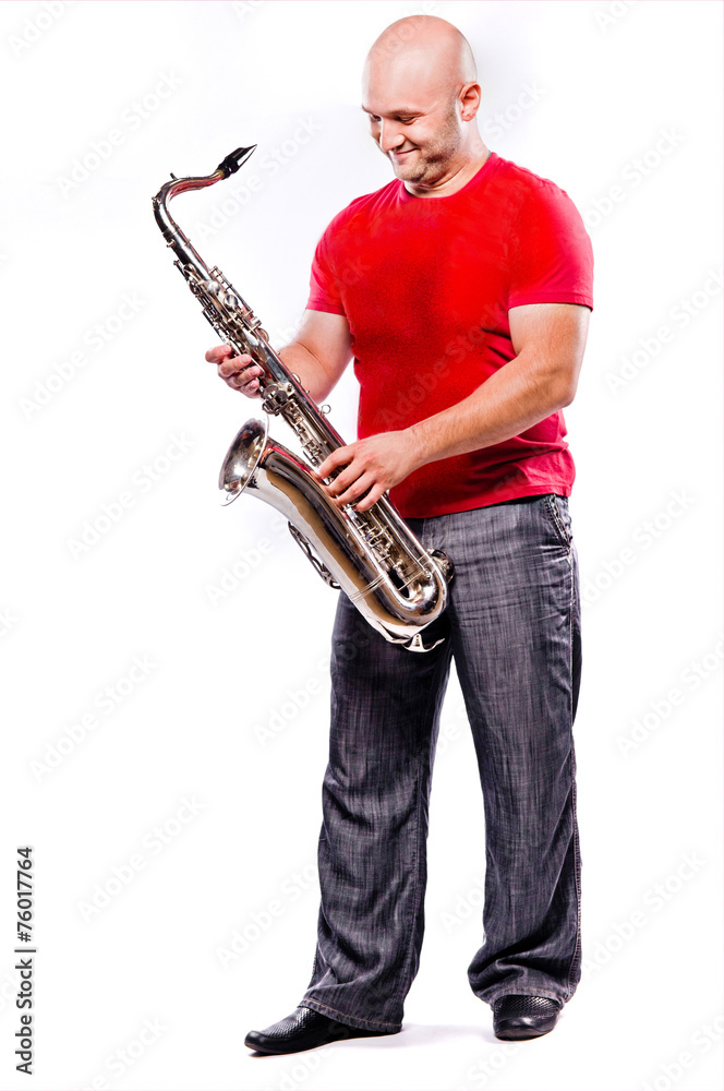 Naklejka premium man playing the saxophone