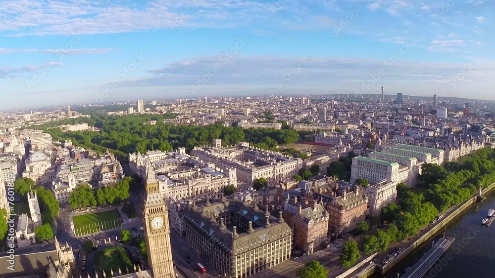 Aerial panorama of central London, UK. Features the River Thames Aerial panorama of central London, UK. Features the River Thames