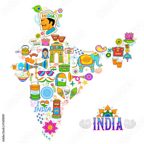 Kitsch art of India map