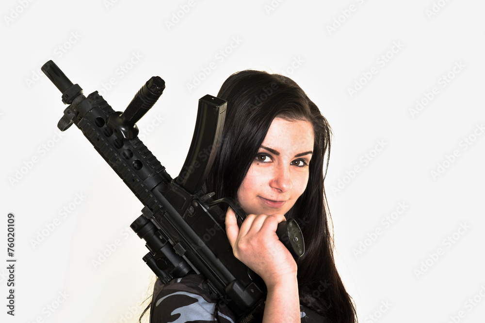 woman with gun