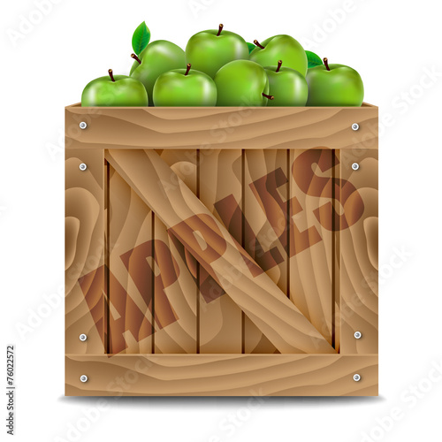 Wooden box full of apples