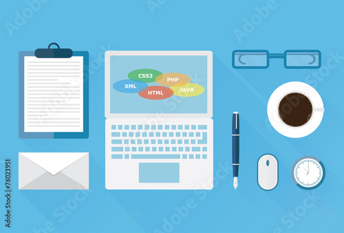 concept of process web page coding and programming on laptop