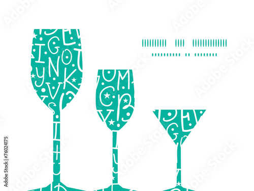 Vector white on green alphabet letters three wine glasses