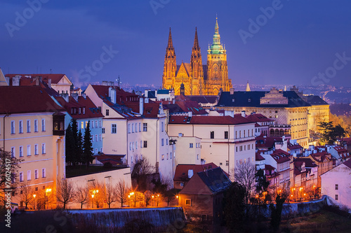 Hradcany with Prague castle during twilight