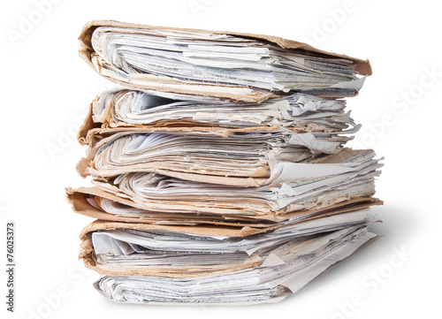 Old Files Arranged In Chaotic Stack Rotated