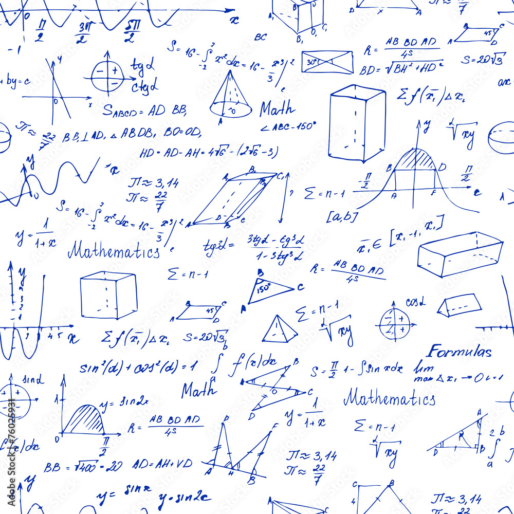 Math. Seamless pattern with trigonometry formulas. Math. Seamless pattern with trigonometry formulas.