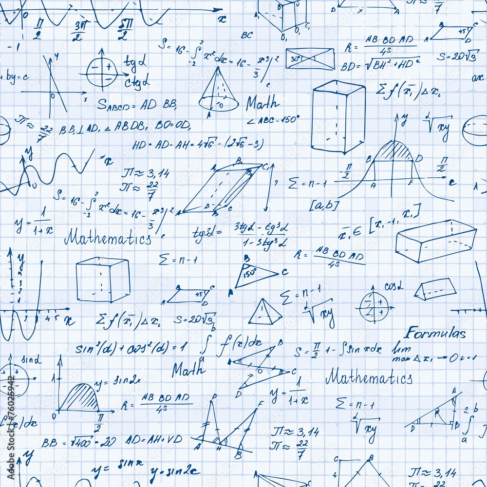 Math. Seamless pattern with trigonometry formulas. Math. Seamless pattern with trigonometry formulas.