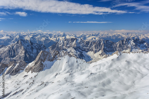 winter landscape of Alps mountain from Zugspitze top of Germany