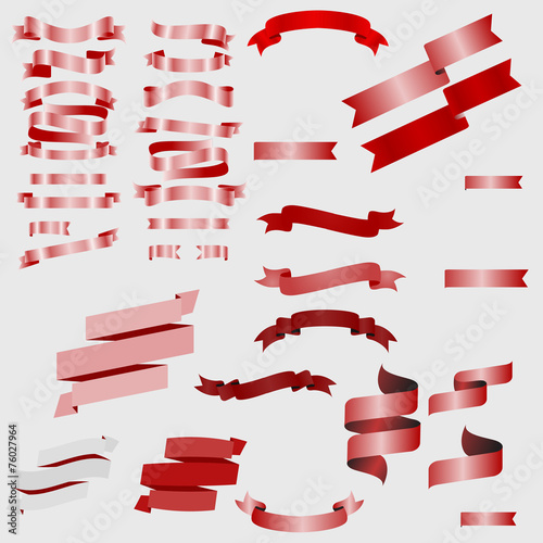 ribbons graphic elements set red