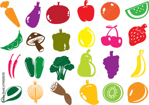 fruit and vegetables vector icon collection