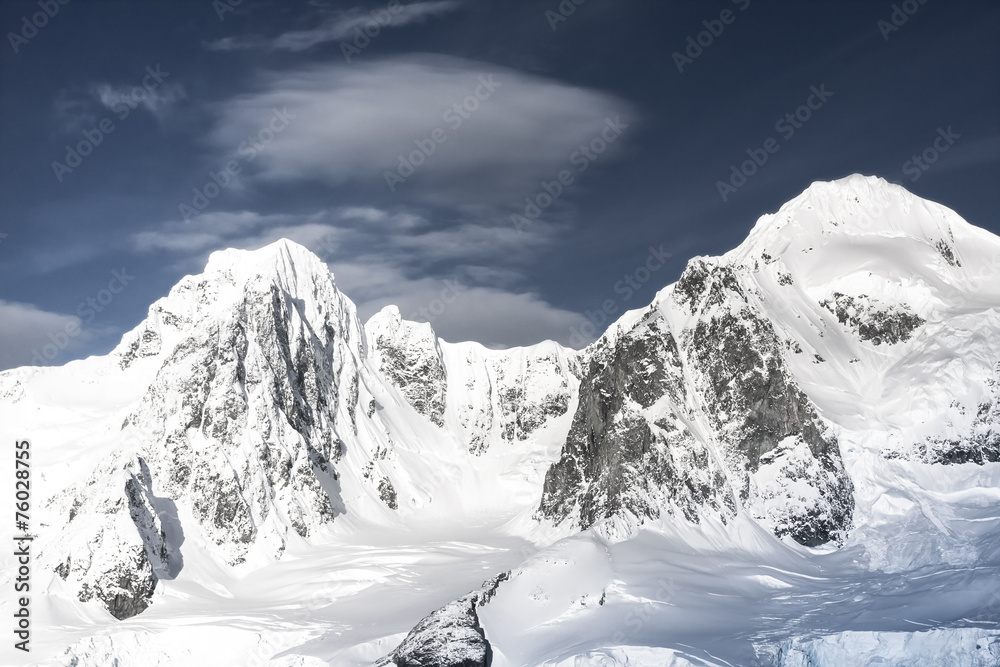 Snow-capped mountains in Antarctica