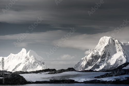 Snow-capped mountains in Antarctica