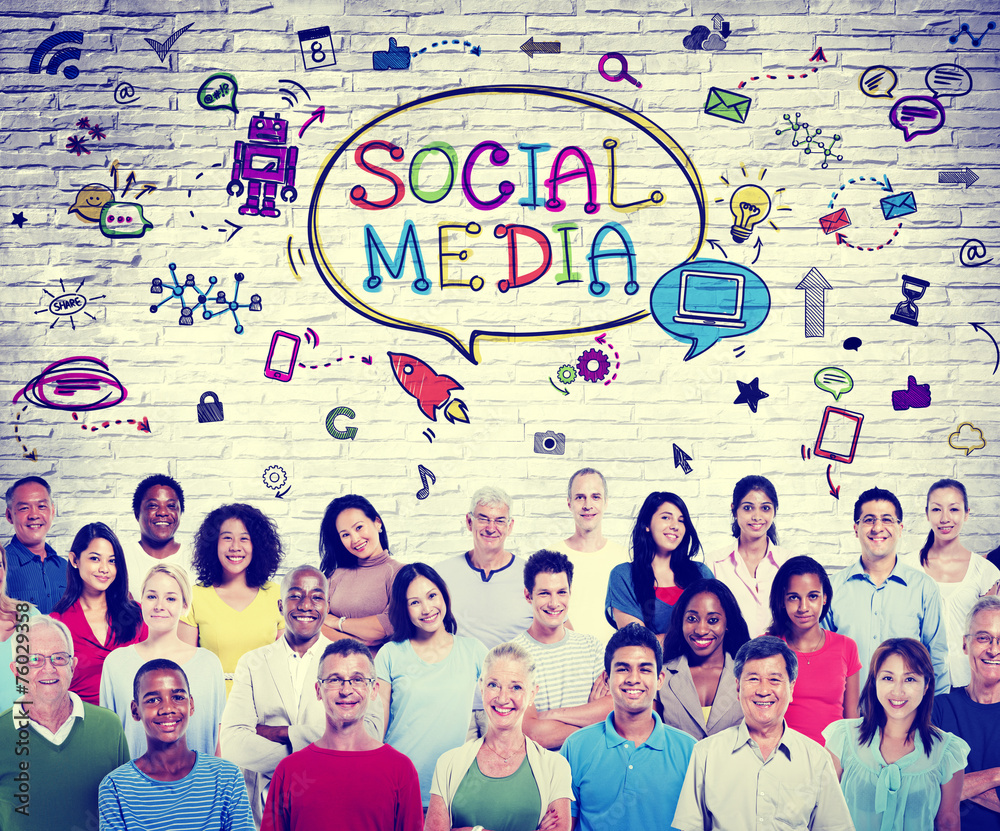 Obraz premium Social Media Communications Diversity Group Technology Concept