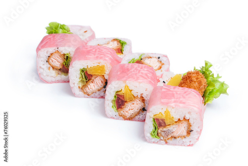 Sushi rolls set isolated on white