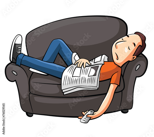 Lazy Man Sleep On Sofa
