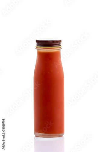 Bottle of chili sauce isolate on white background