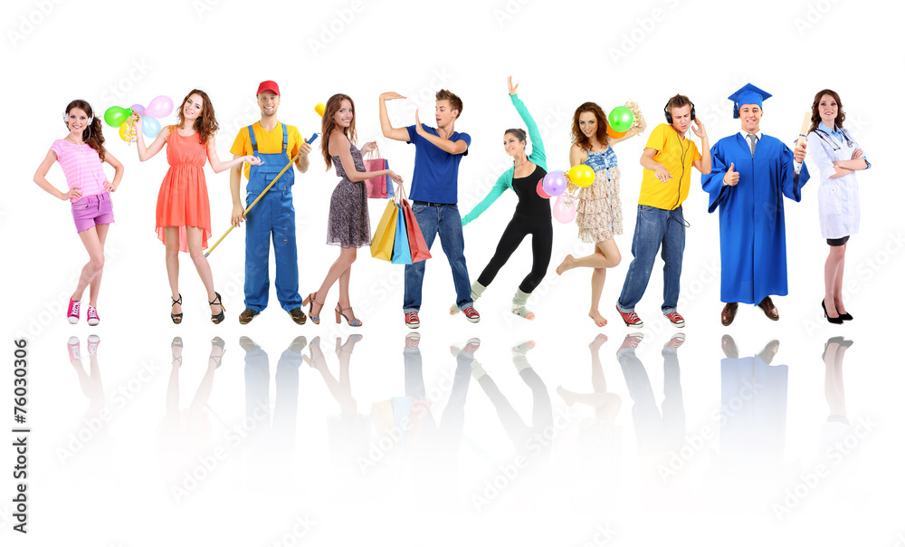 Obraz premium People of different professions in collage isolated on white