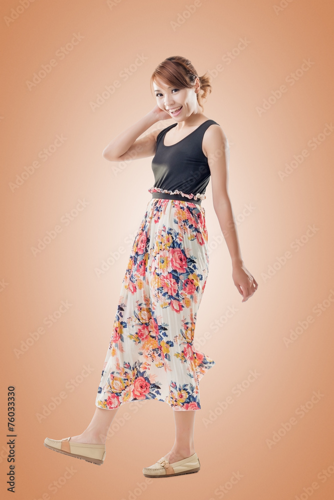 Attractive Asian woman with maxi dresses Attractive Asian woman with maxi dresses