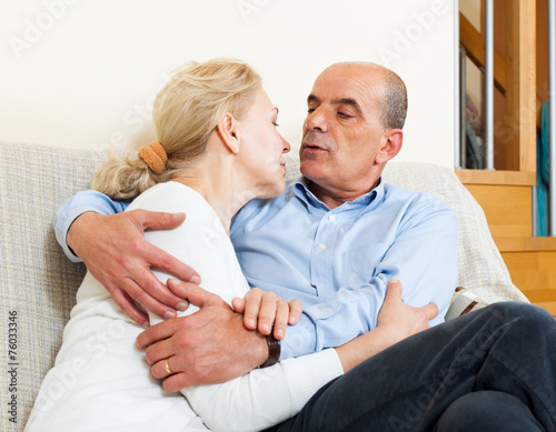 Elderly family flirting with love and sitting