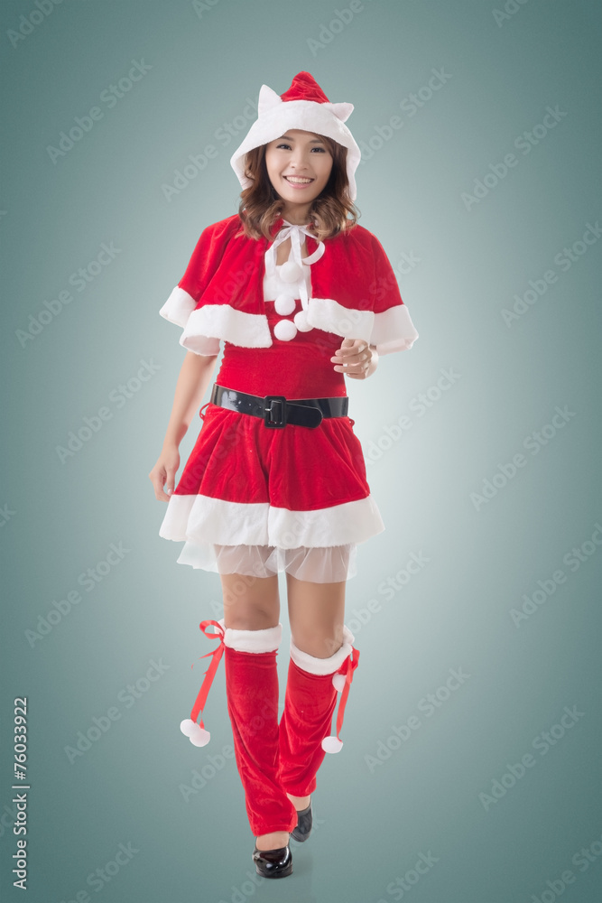Asian Christmas girl walk