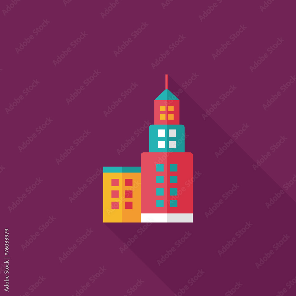 Commercial Building flat icon with long shadow,eps10