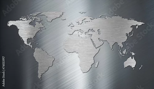 Obraz world map on metal plate