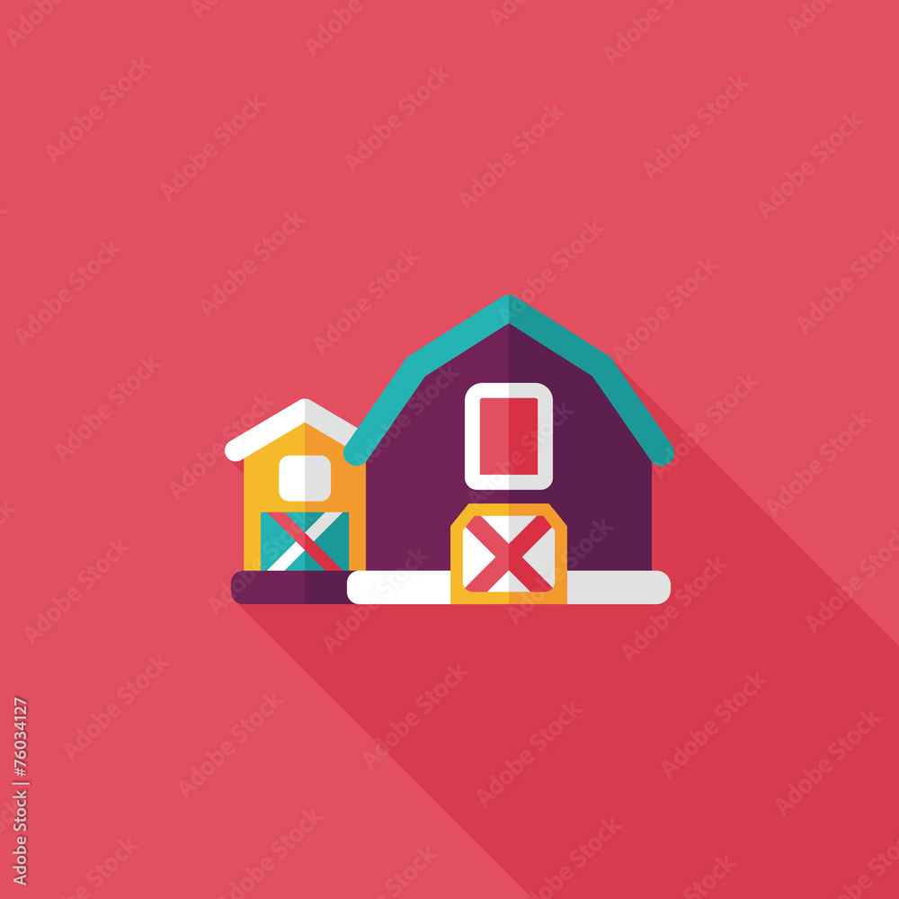 barn flat icon with long shadow,eps10