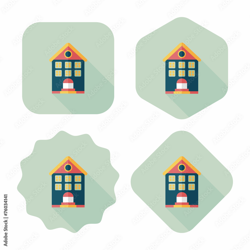 Building flat icon with long shadow,eps10