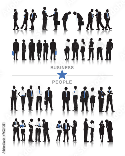 Silhouettes of Business People Team Organisation Concept