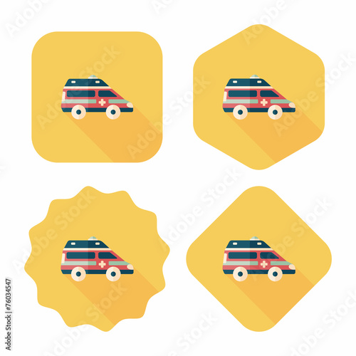 Transportation ambulance flat icon with long shadow,eps10