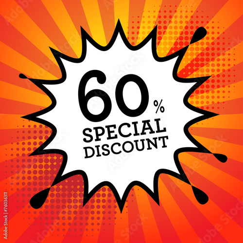 Explosion with text 60 percent, Special Discount, vector