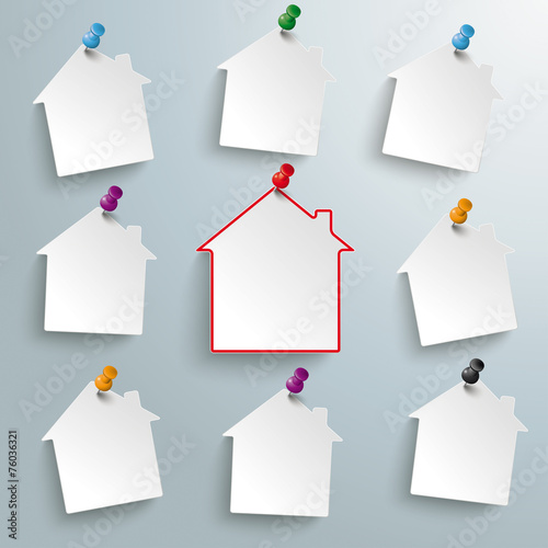 Paper Houses Red Thumbtacks