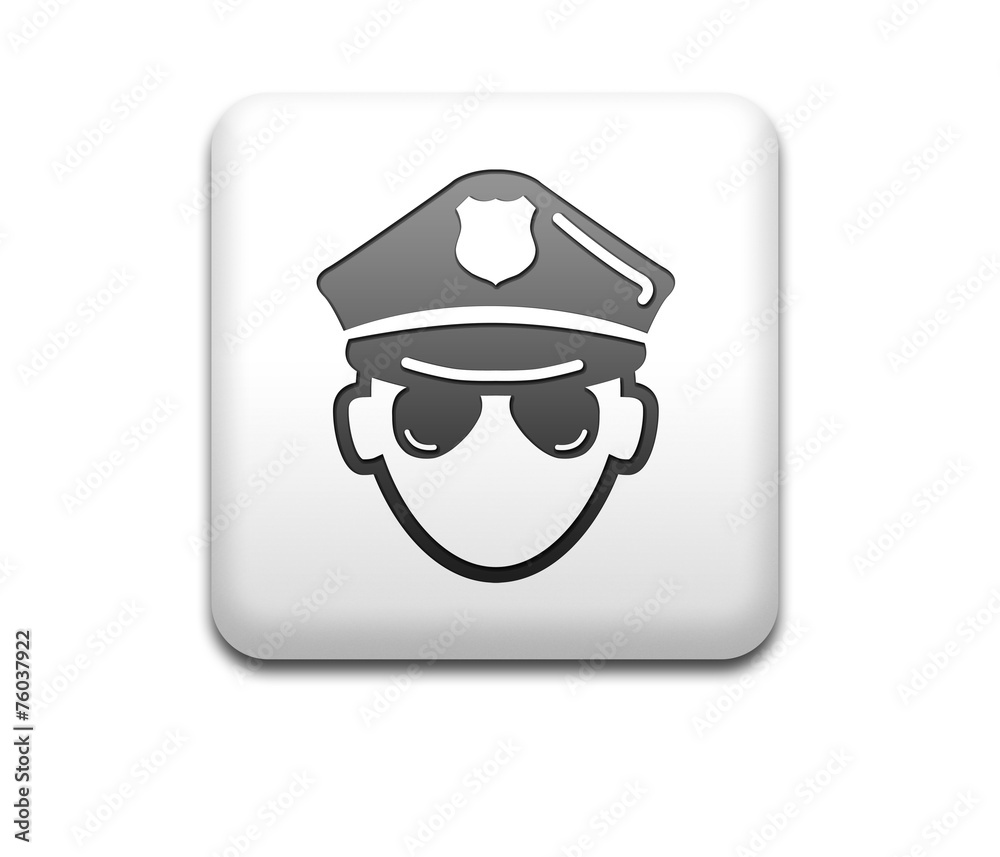 Boton cuadrado blanco policia 3D