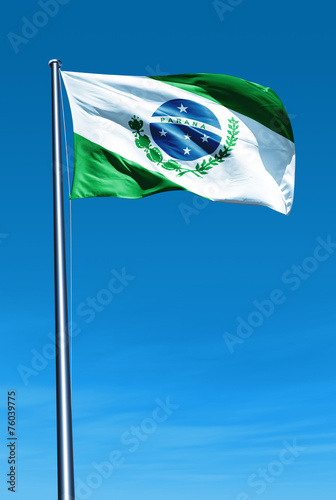 Parana (Brazil) flag waving on the wind