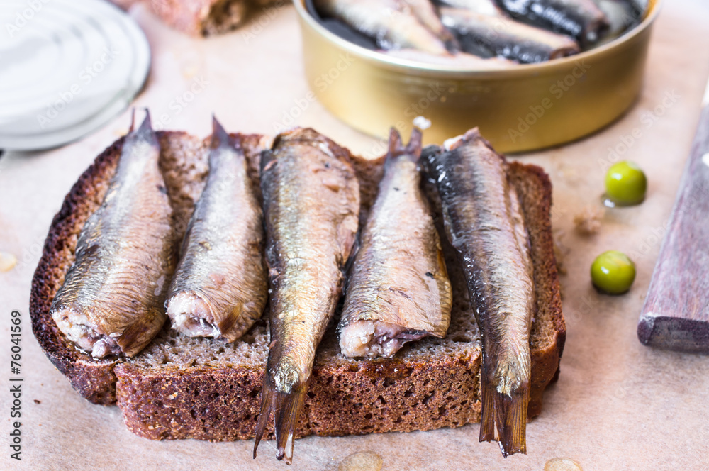 Sandwich with sprats Sandwich with sprats
