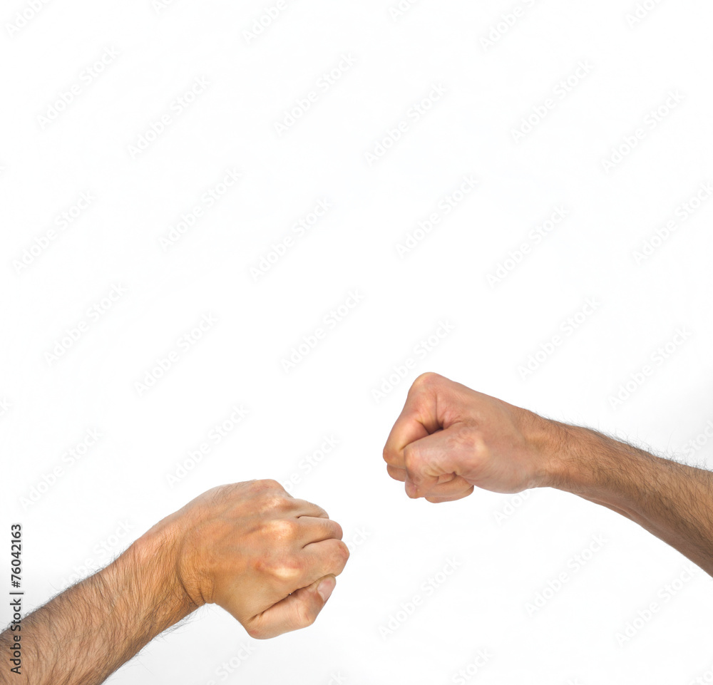 Two orientations of a man clenching his fist Two orientations of a man clenching his fist