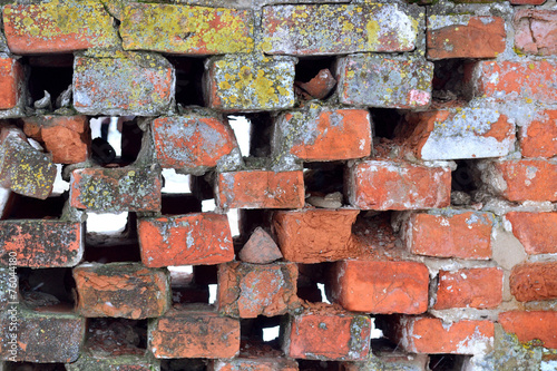 old destroyed brick wall background