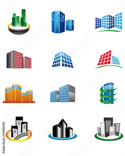 Skycrapers icons set