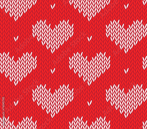 Seamless knitting pattern with hearts