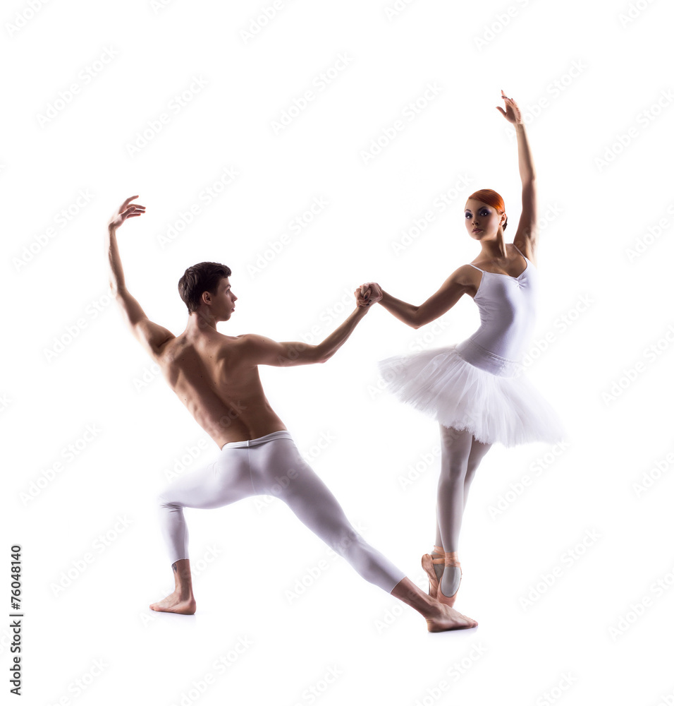 Couple of ballet dancers isolated on white Couple of ballet dancers isolated on white