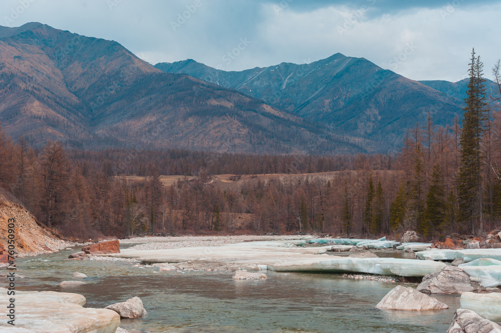 Beautiful spring landscape of the Western Sayan mountains