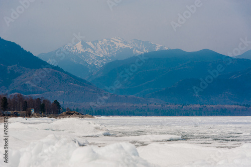 Day at Baikal Lake. Spring floating of ice © irimeiff