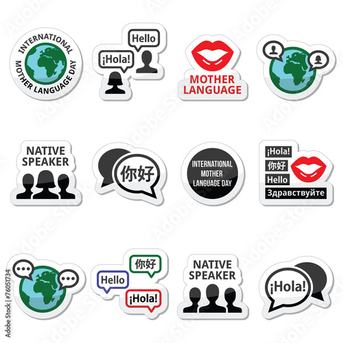 International Mother Language Day icons set