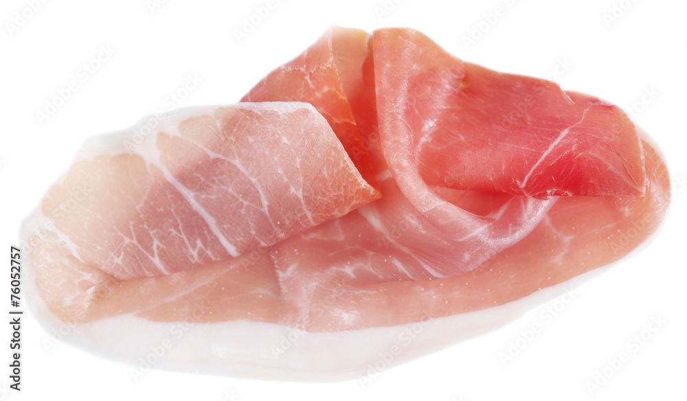Sliced of jamon isolated on white background Sliced of jamon isolated on white background