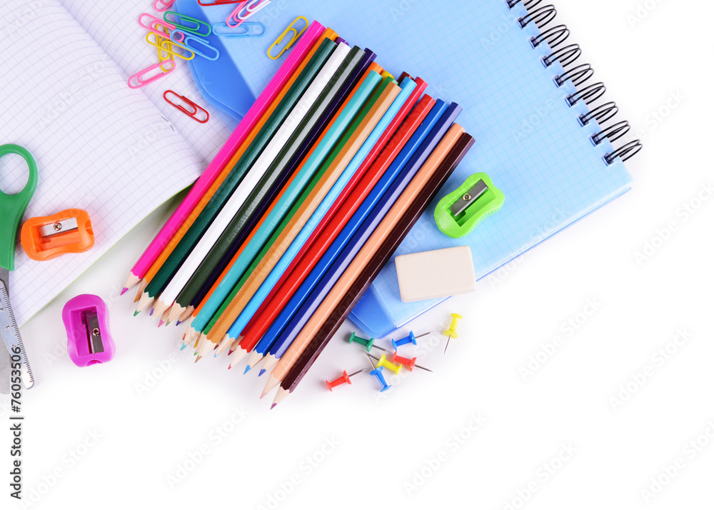Fototapeta premium School stationery isolated on white