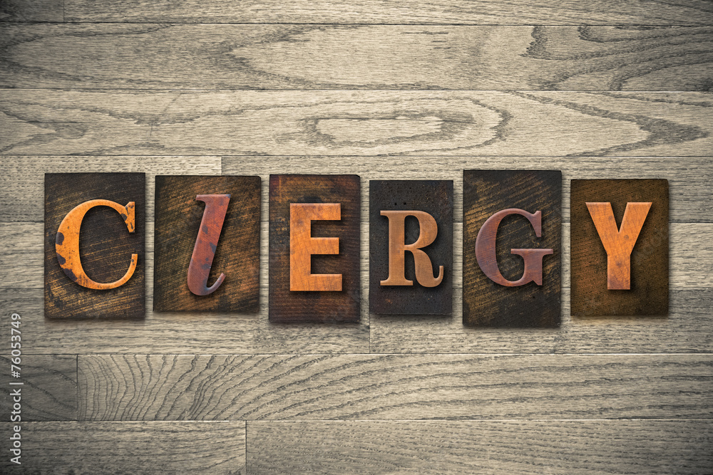 Naklejka premium Clergy Concept Wooden Letterpress Type