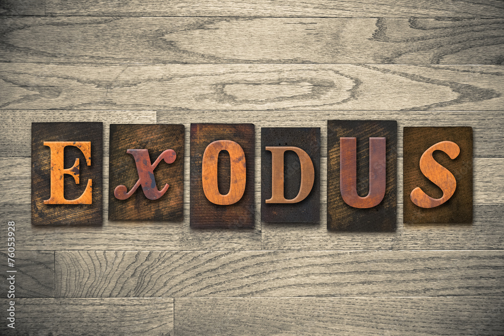 Fototapeta premium Exodus Concept Wooden Letterpress Type