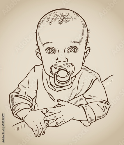 baby with a soother drawing