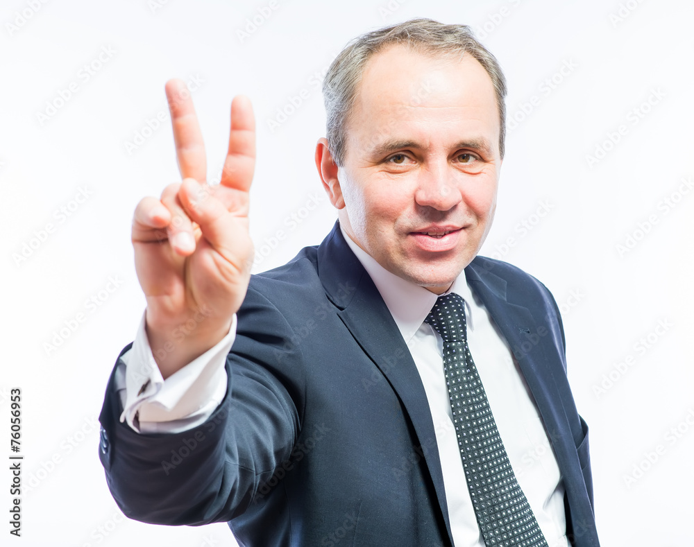 man showing victory or peace sign man showing victory or peace sign