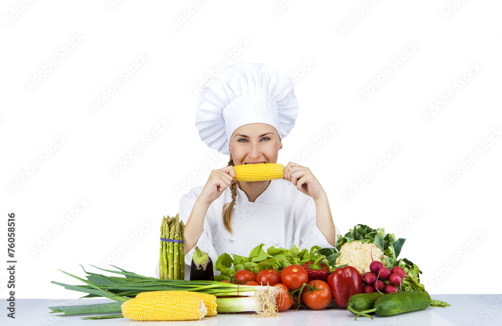 beautiful young chef woman prepare and decorating tasty food in beautiful young chef woman prepare and decorating tasty food in